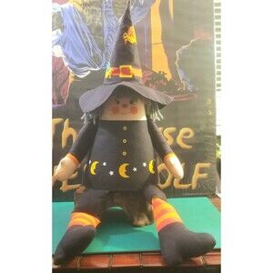 Vintage Halloween Sitting Witch Plush 22"